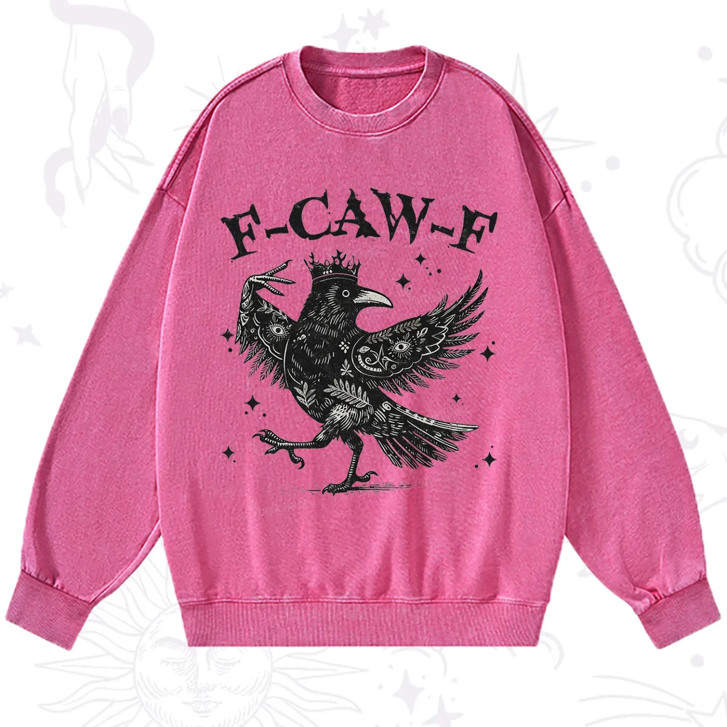 Purplehecate F-caw-f Funny Crow Washed Sweatshirt
