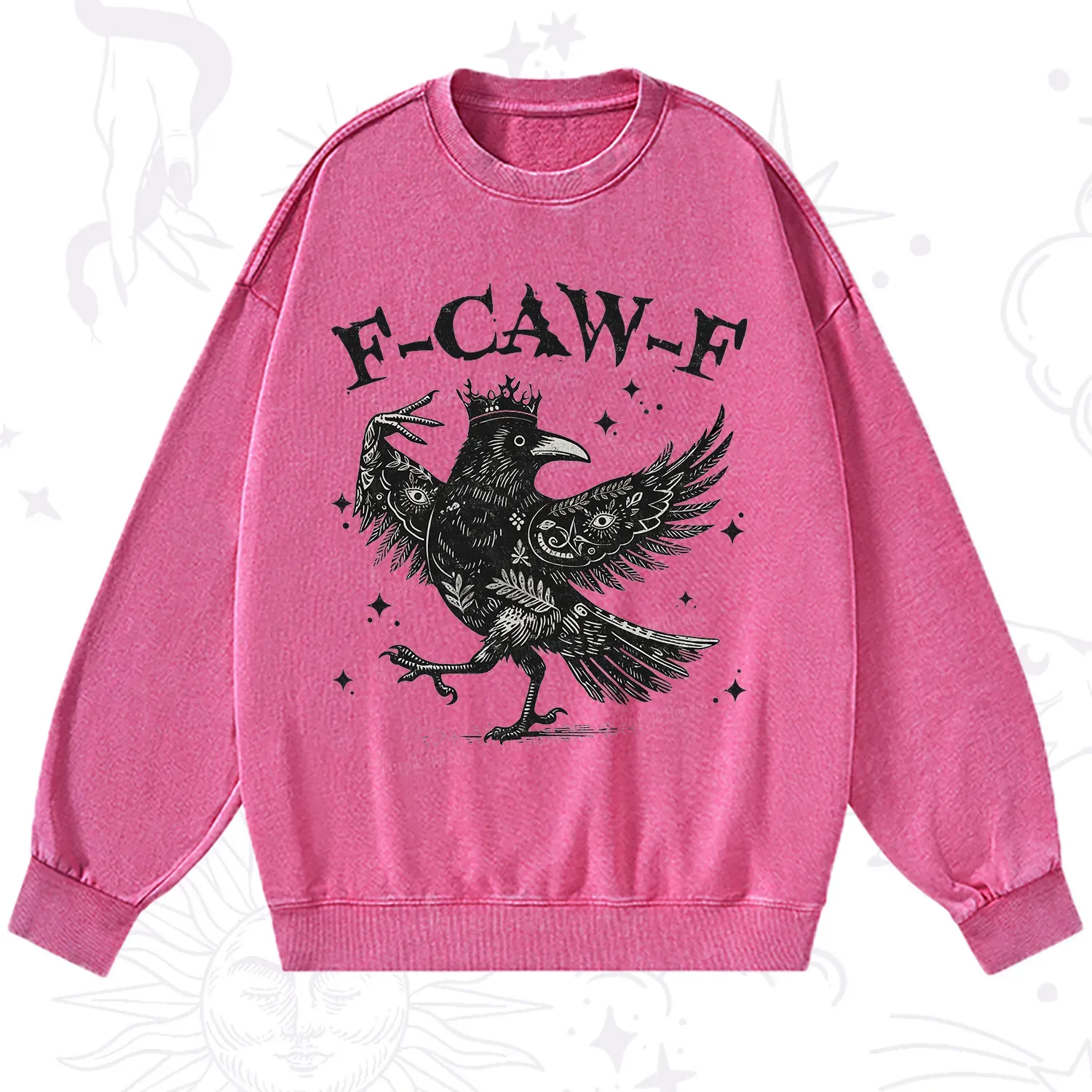 Purplehecate F-caw-f Funny Crow Washed Sweatshirt