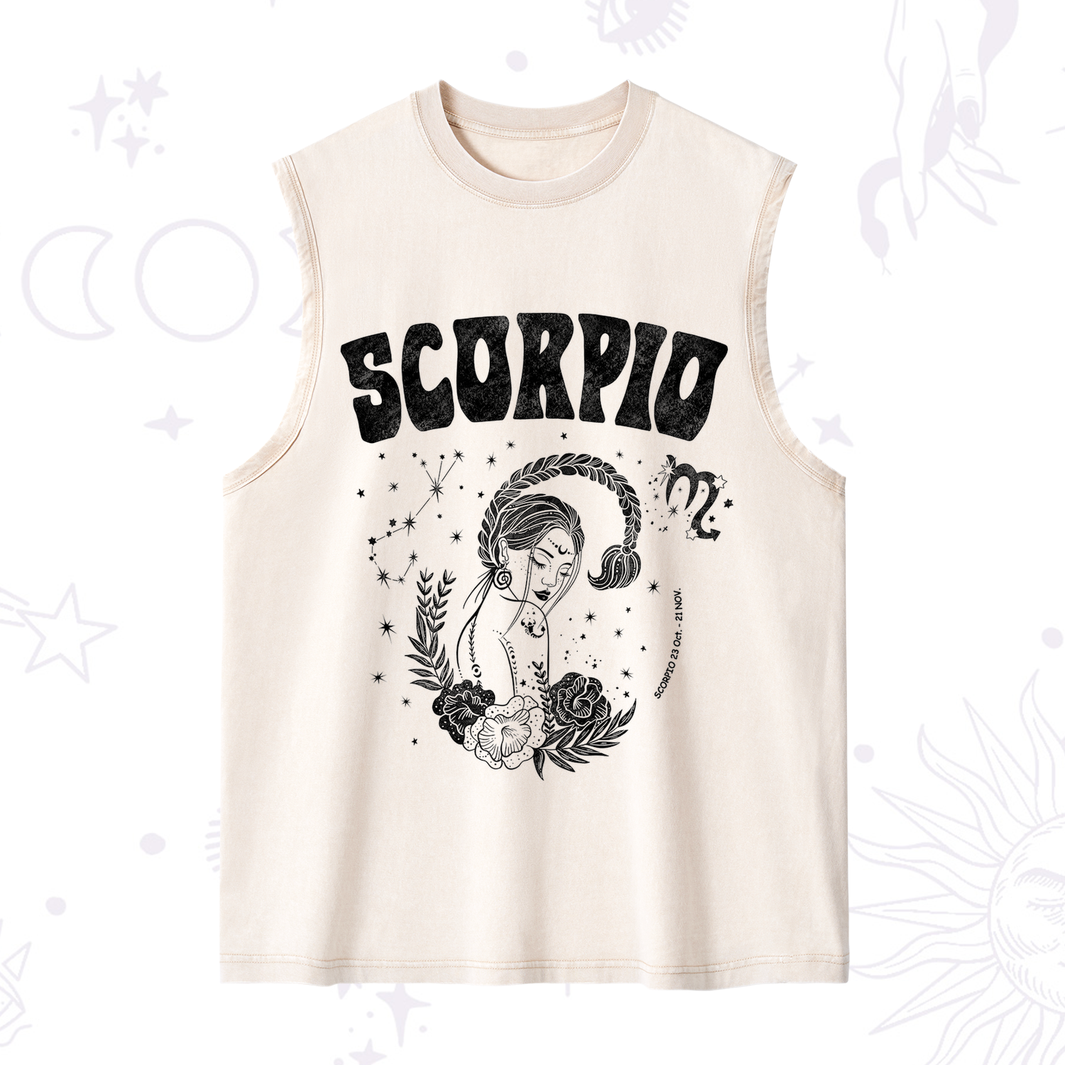 Purplehecate Scorpio Zodiac Glyphs  Washed Tank