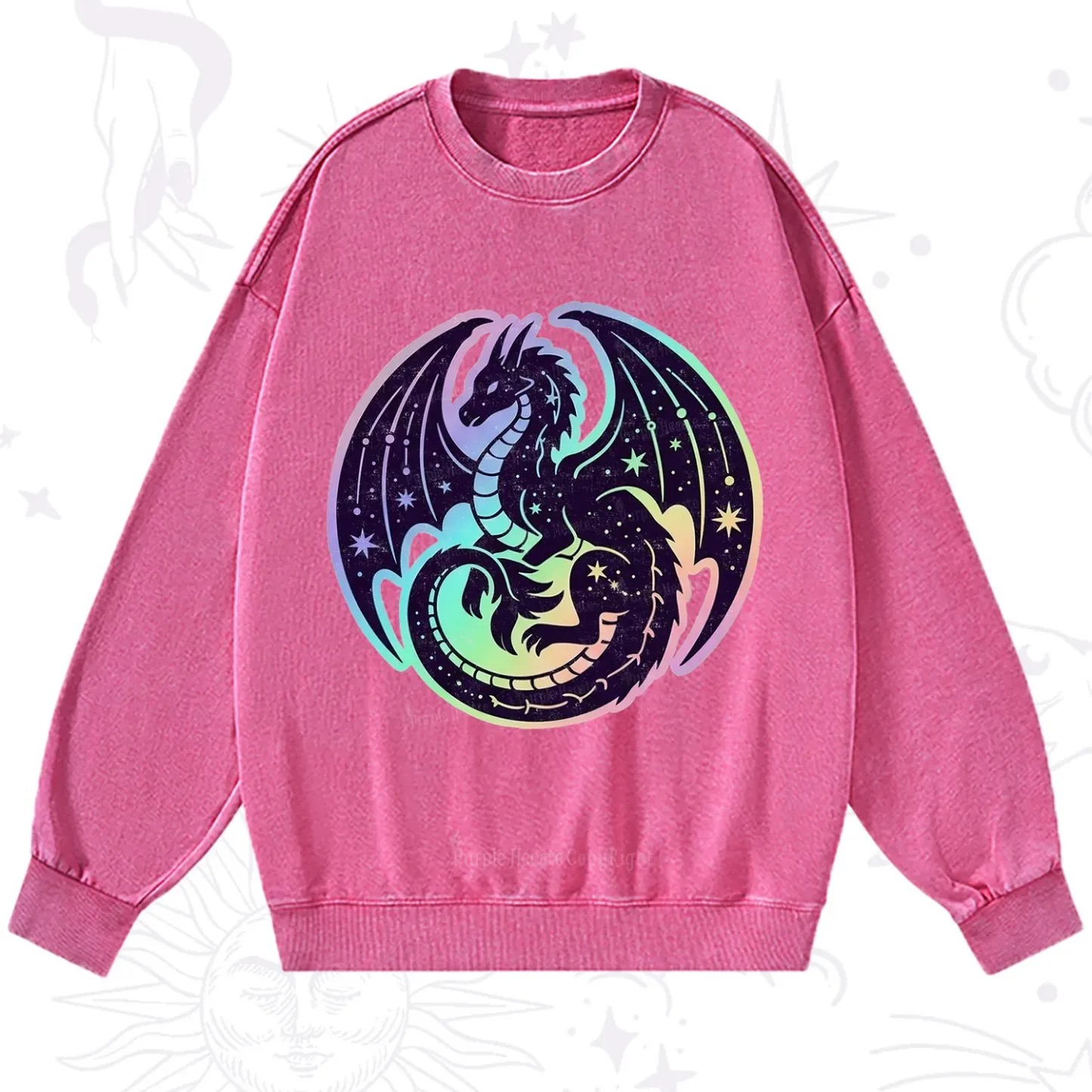 Purplehecate Cosmic Dragon Washed Sweatshirt