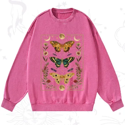 Purplehecate Sun and Moon Butterfly Washed Sweatshirt