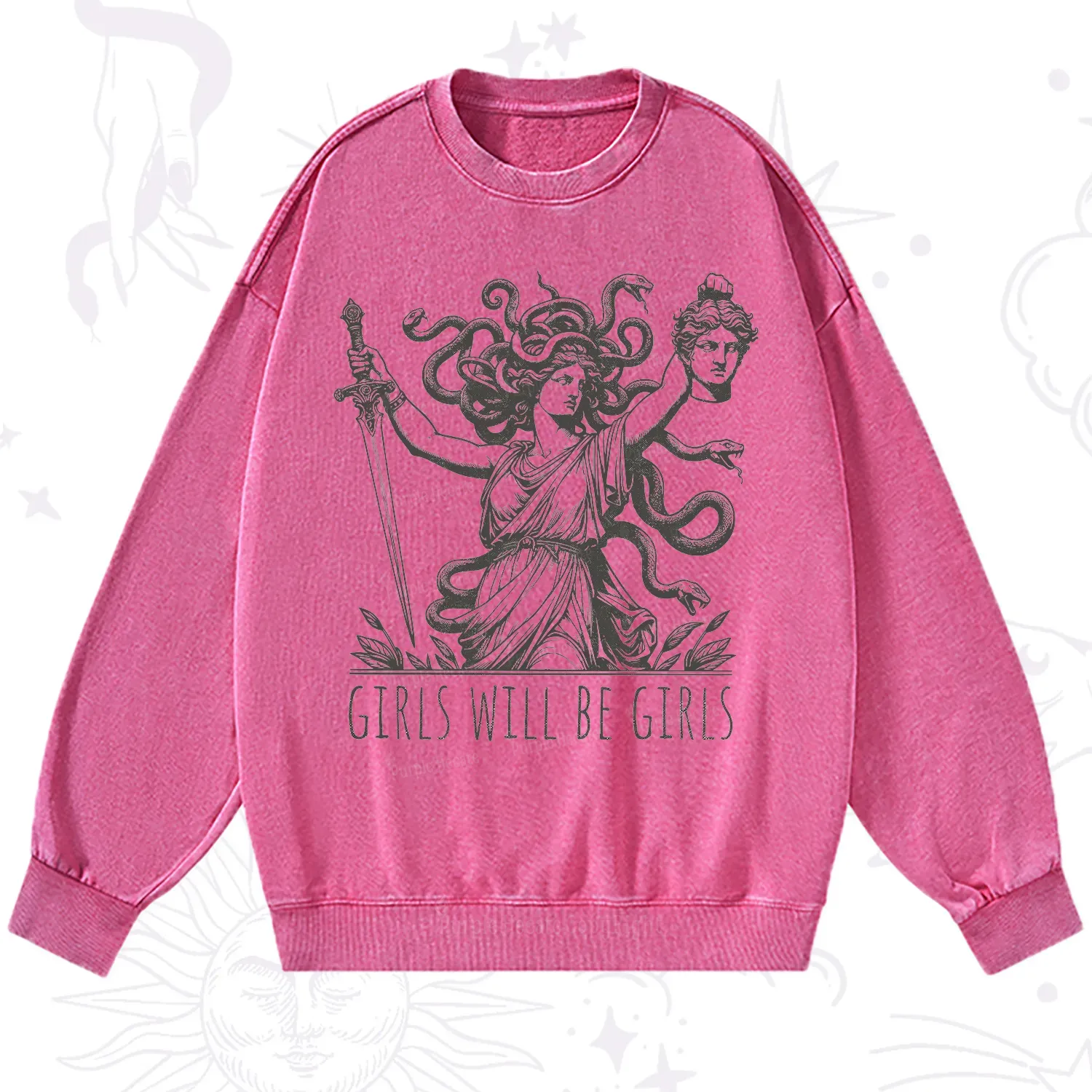Purplehecate Girls Will Be Girls Medusa Washed Sweatshirt