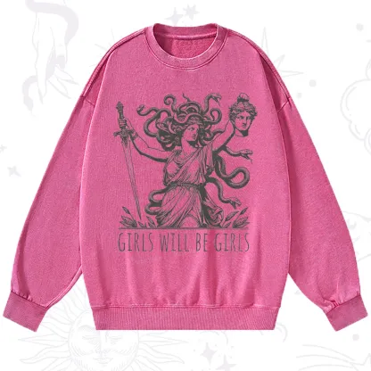 Purplehecate Girls Will Be Girls Medusa Washed Sweatshirt