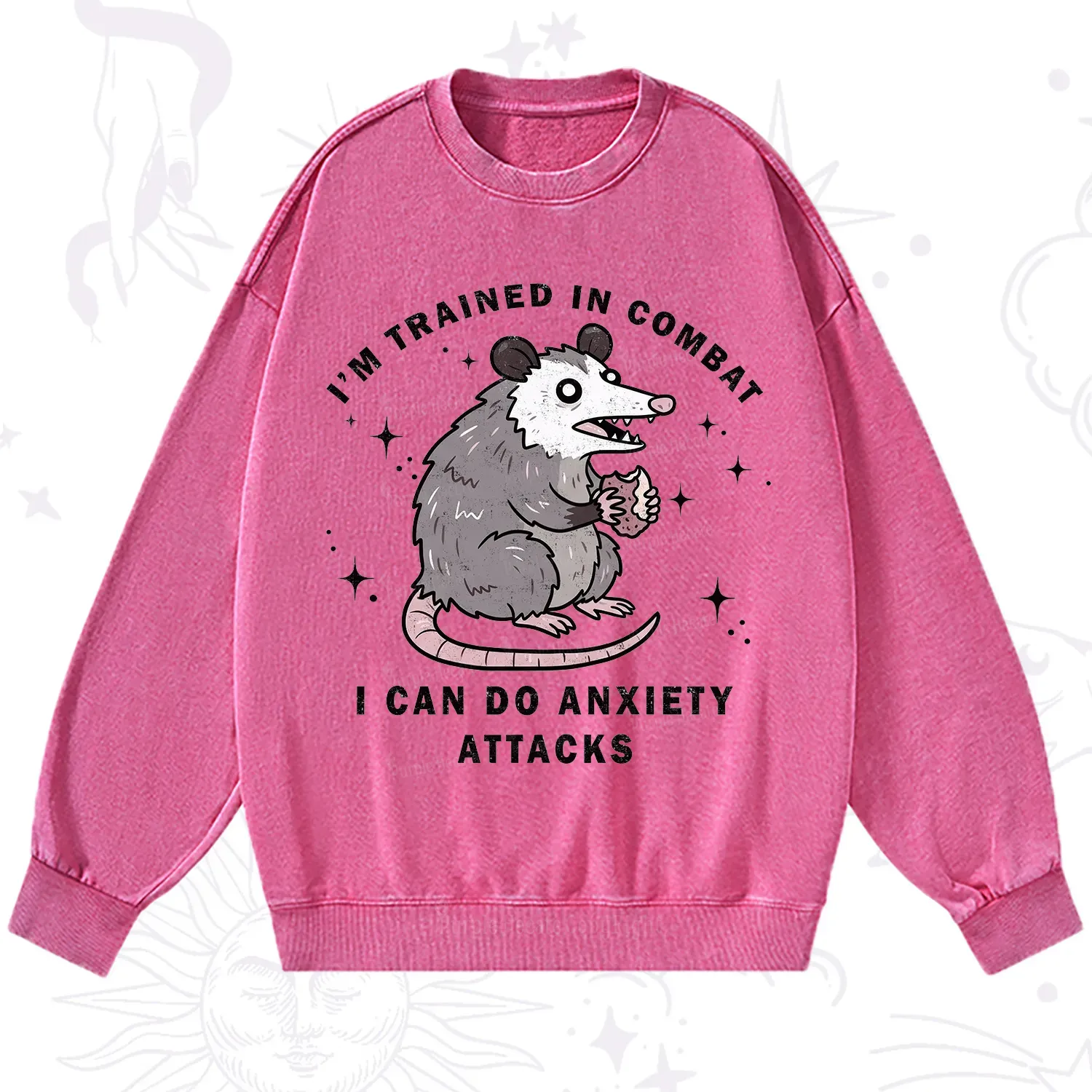 Purplehecate Anixety Attack Opossum Washed Sweatshirt