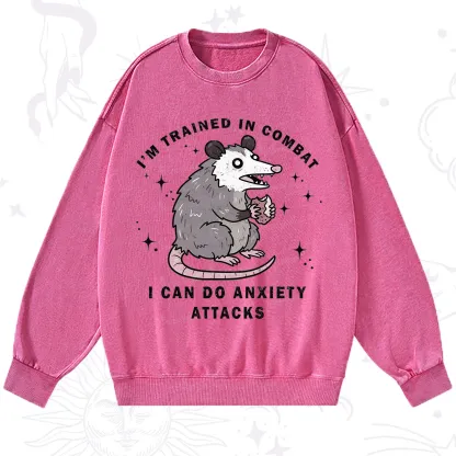 Purplehecate Anixety Attack Opossum Washed Sweatshirt