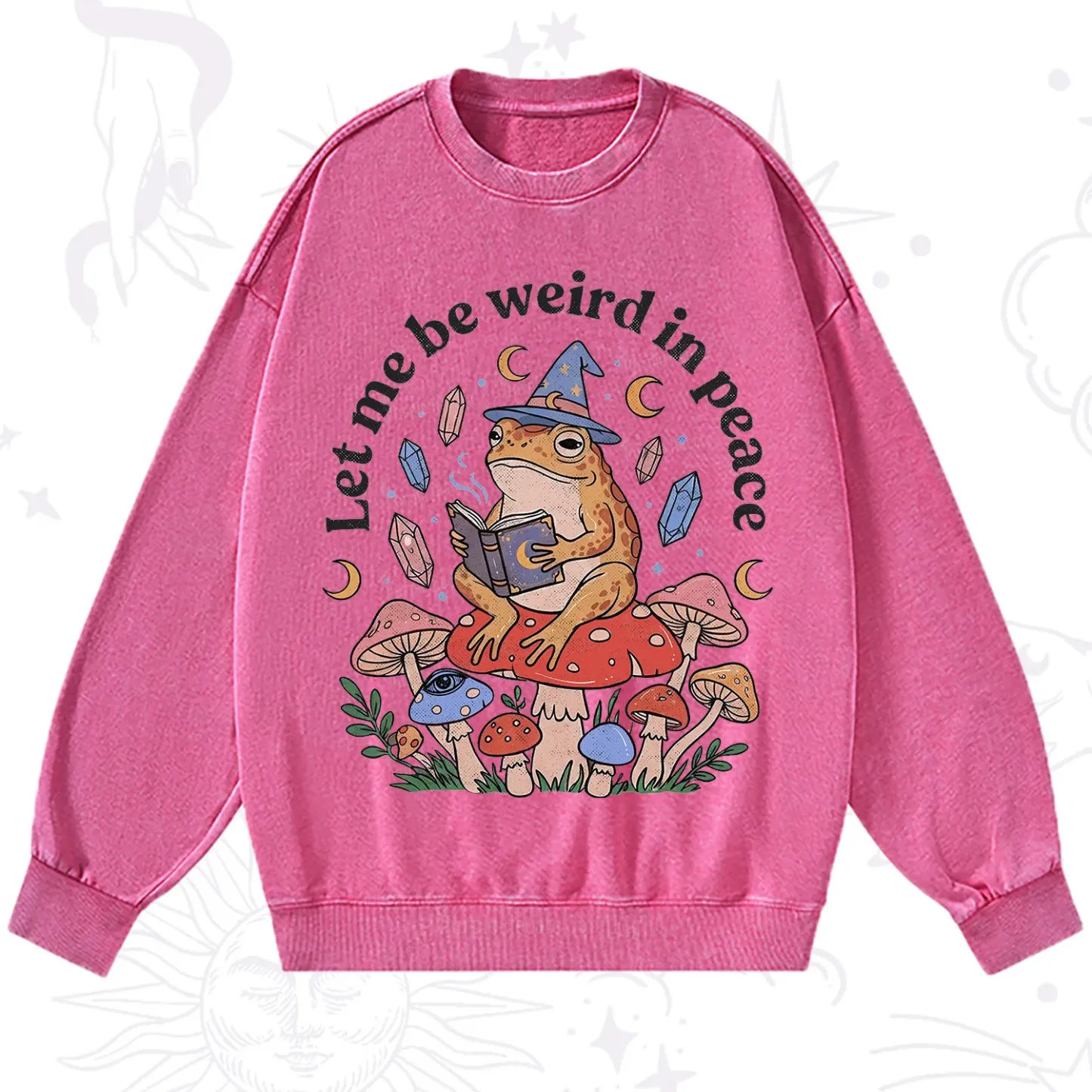 Purplehecate Let Me Be Weird in Peace Frog Washed Sweatshirt