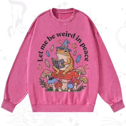 Purplehecate Let Me Be Weird in Peace Frog Washed Sweatshirt
