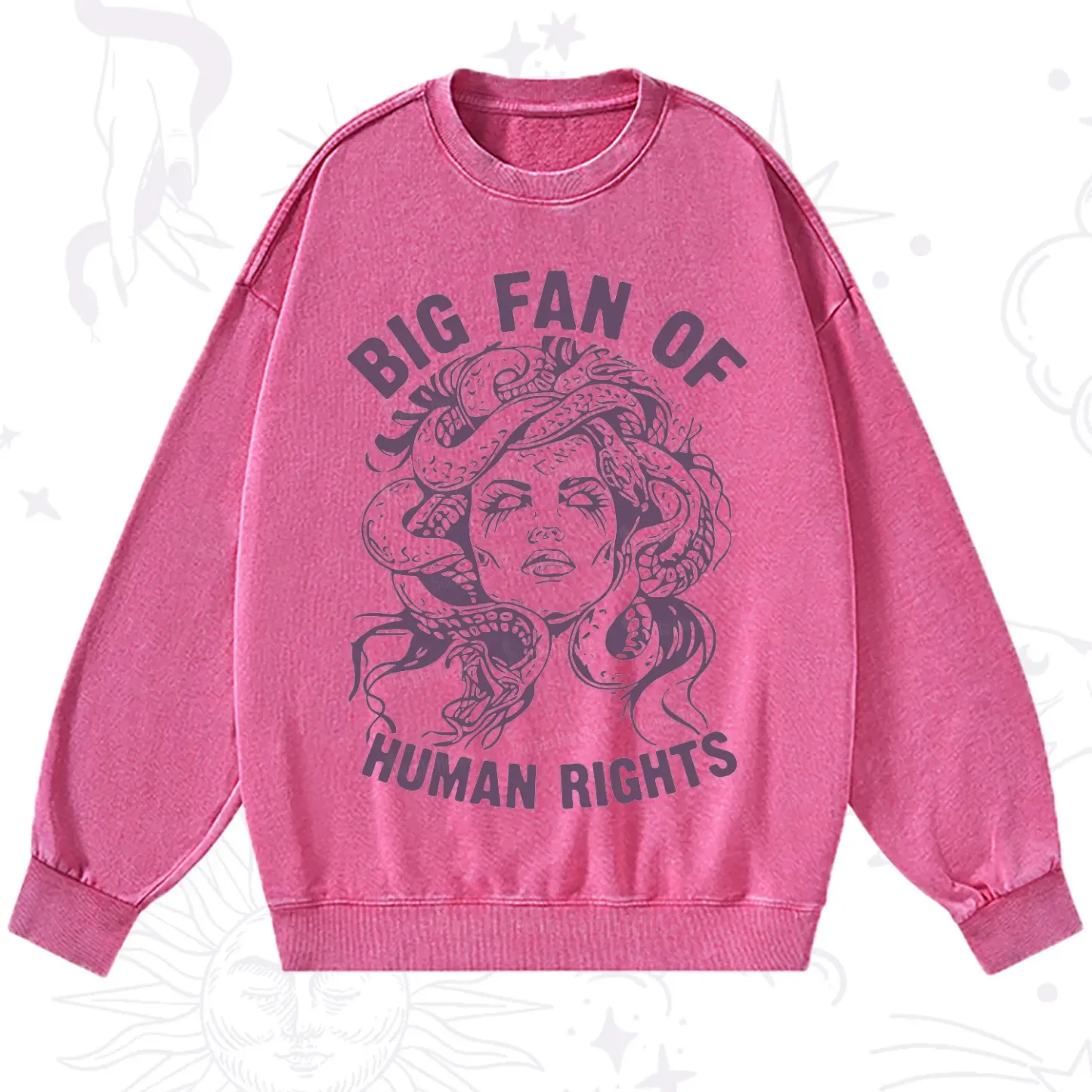 Purplehecate Big Fan of Human Rights Washed Sweatshirt
