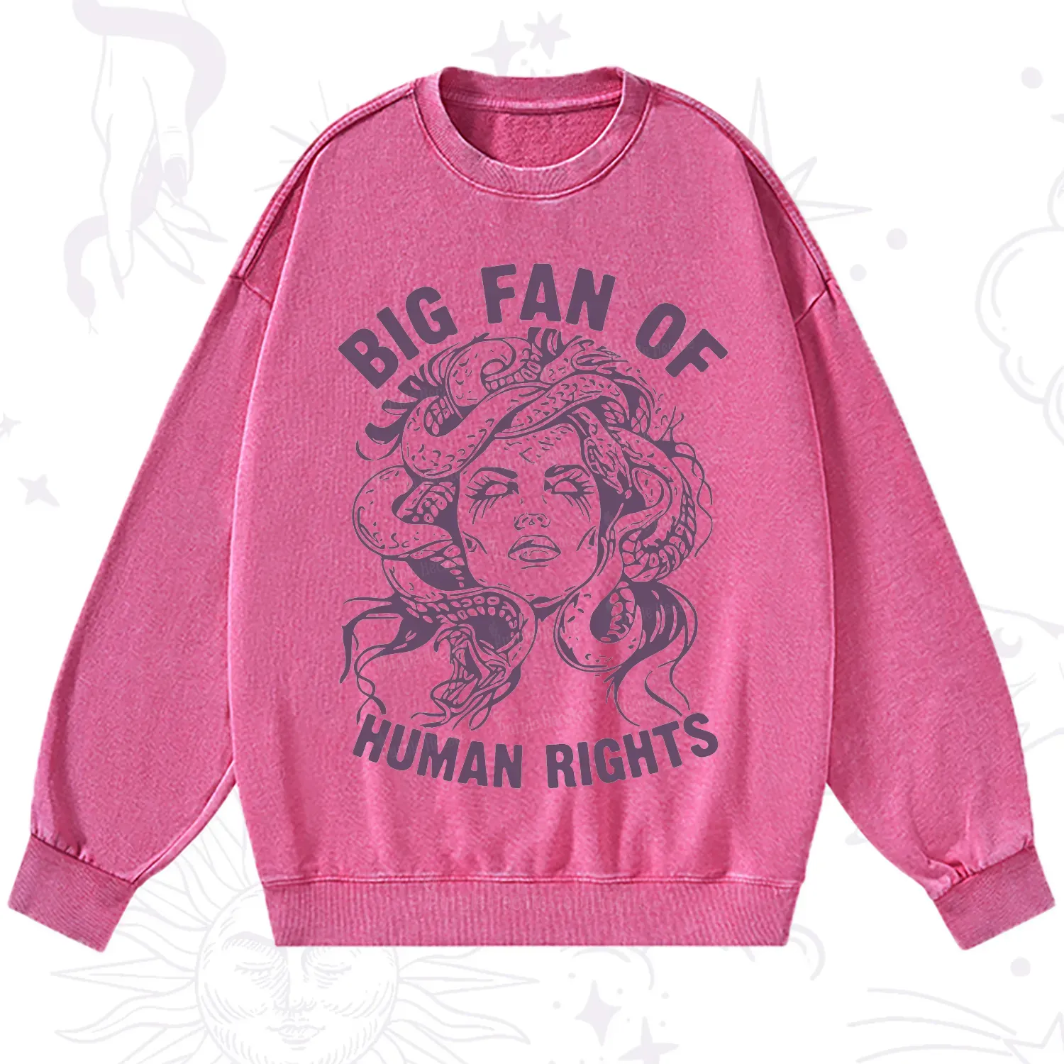 Purplehecate Big Fan of Human Rights Washed Sweatshirt