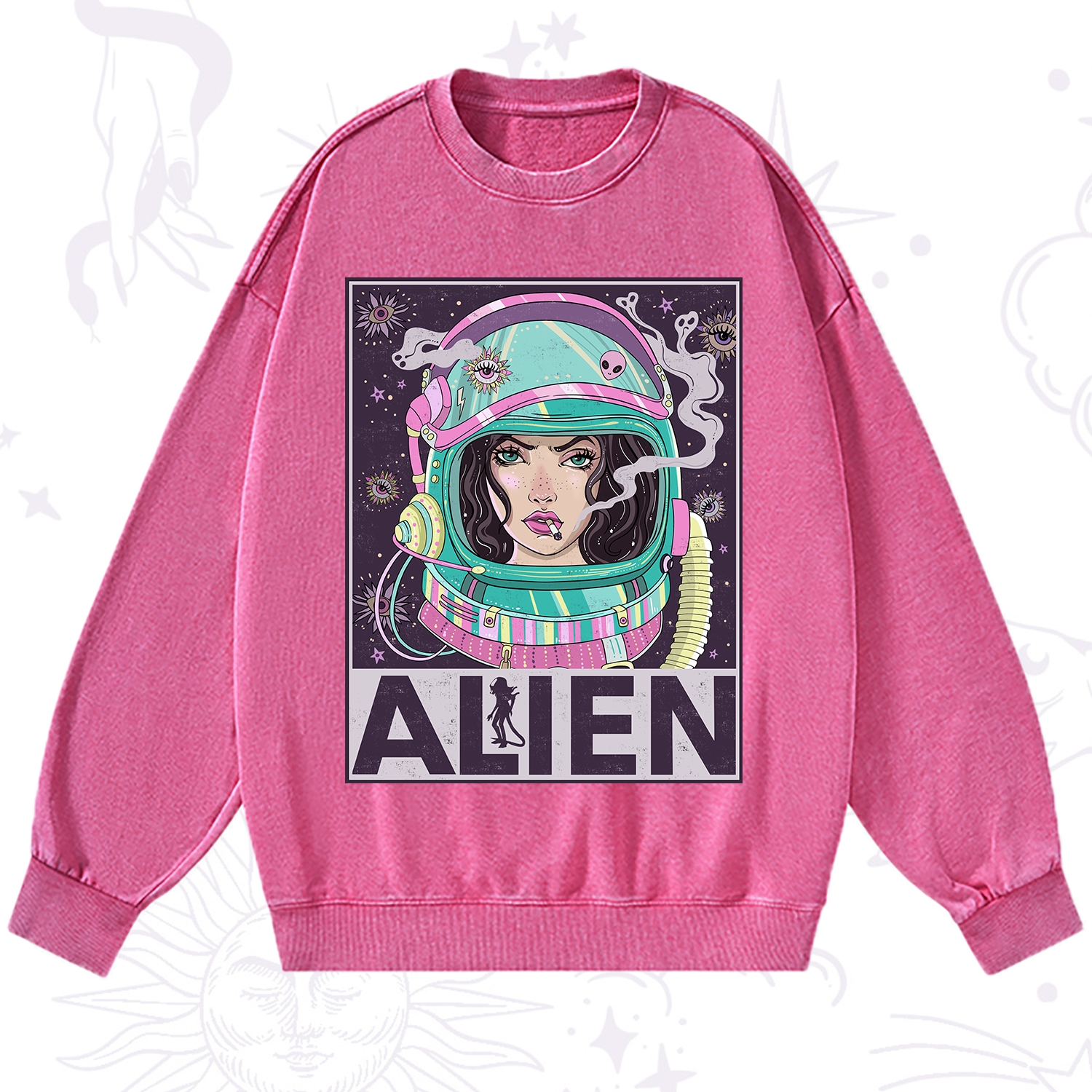 Purplehecate Galactic Encounter Washed Sweatshirt