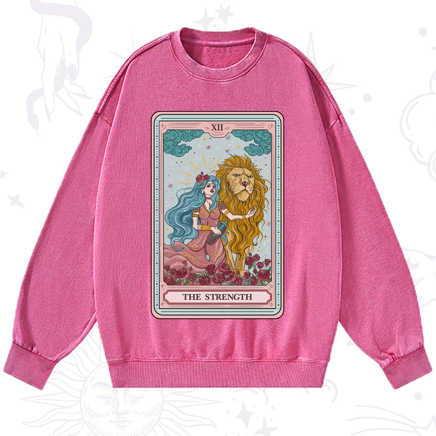 Purplehecate The Strength Tarot Washed Sweatshirt