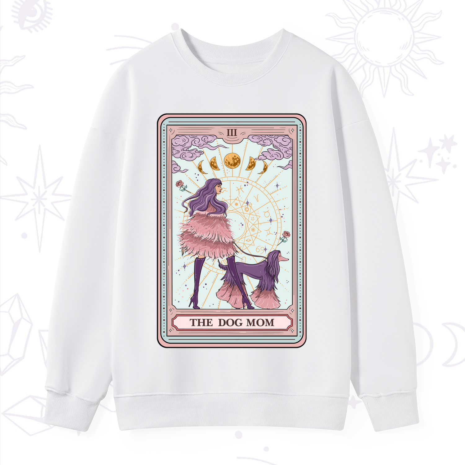 Purplehecate The Fashionable Dog Mom Tarot Card Sweatshirt