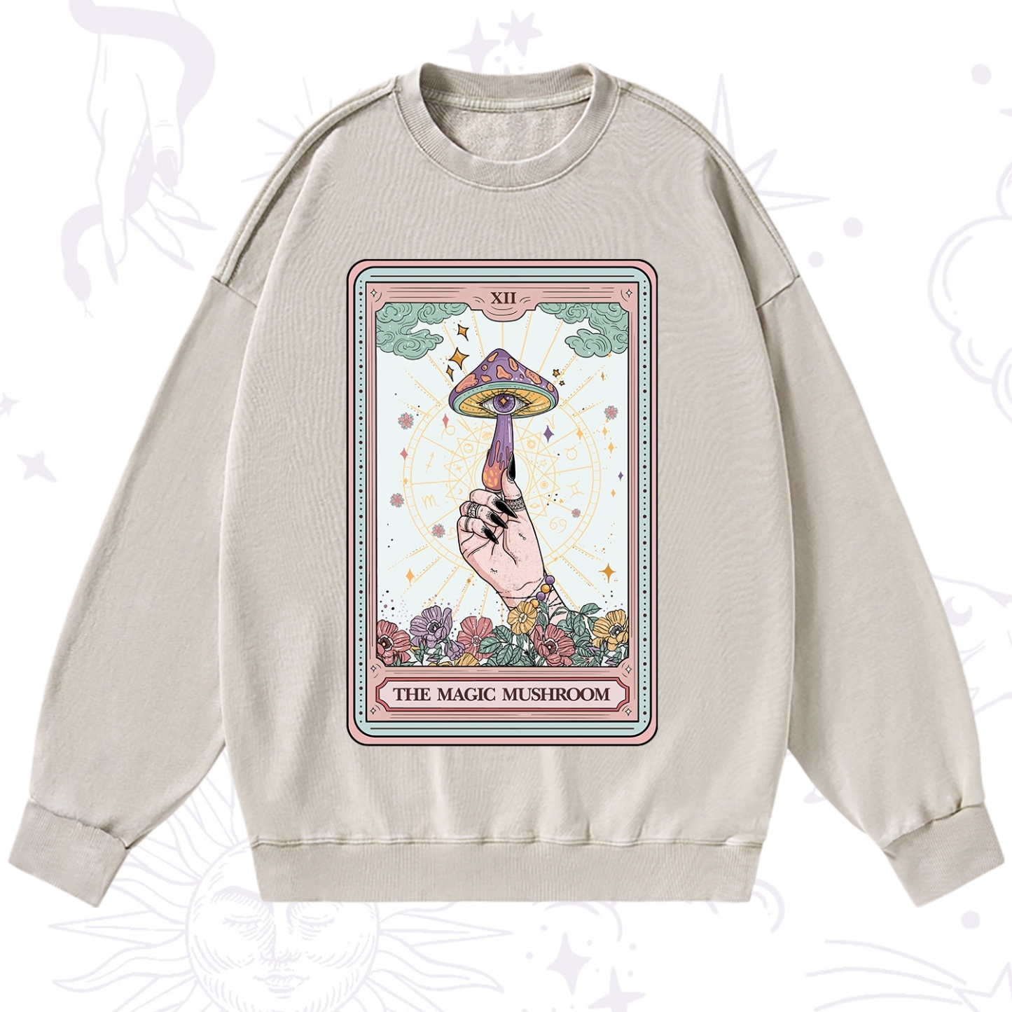 Purplehecate The Magic Murshroom Tarot Washed Sweatshirt