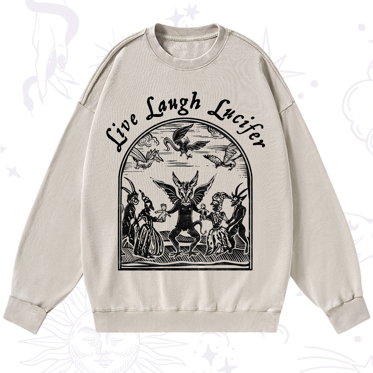 Purplehecate Live Laugh Lucifer Washed Sweatshirt