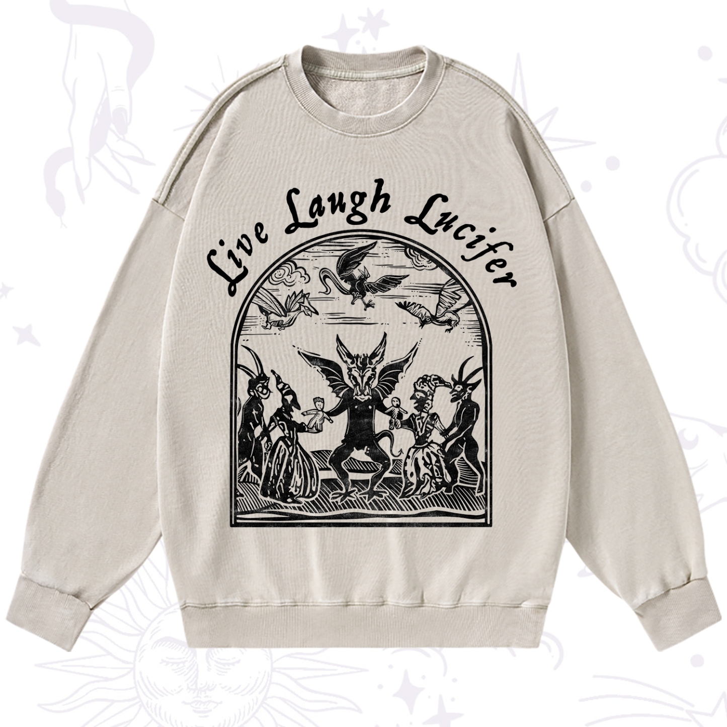 Purplehecate Live Laugh Lucifer Washed Sweatshirt