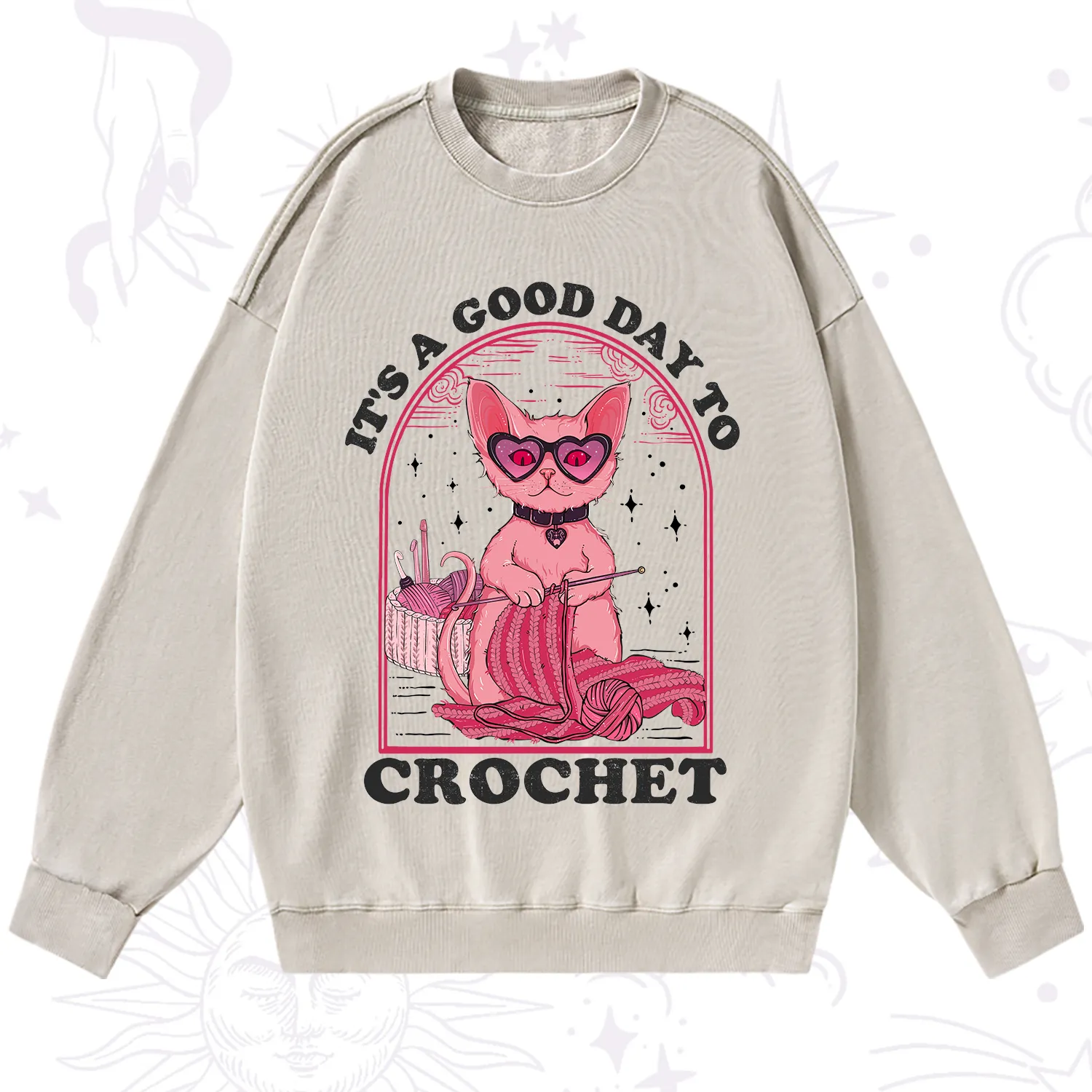 Purplehecate It's A Good Day To Crochet Washed Sweatshirt