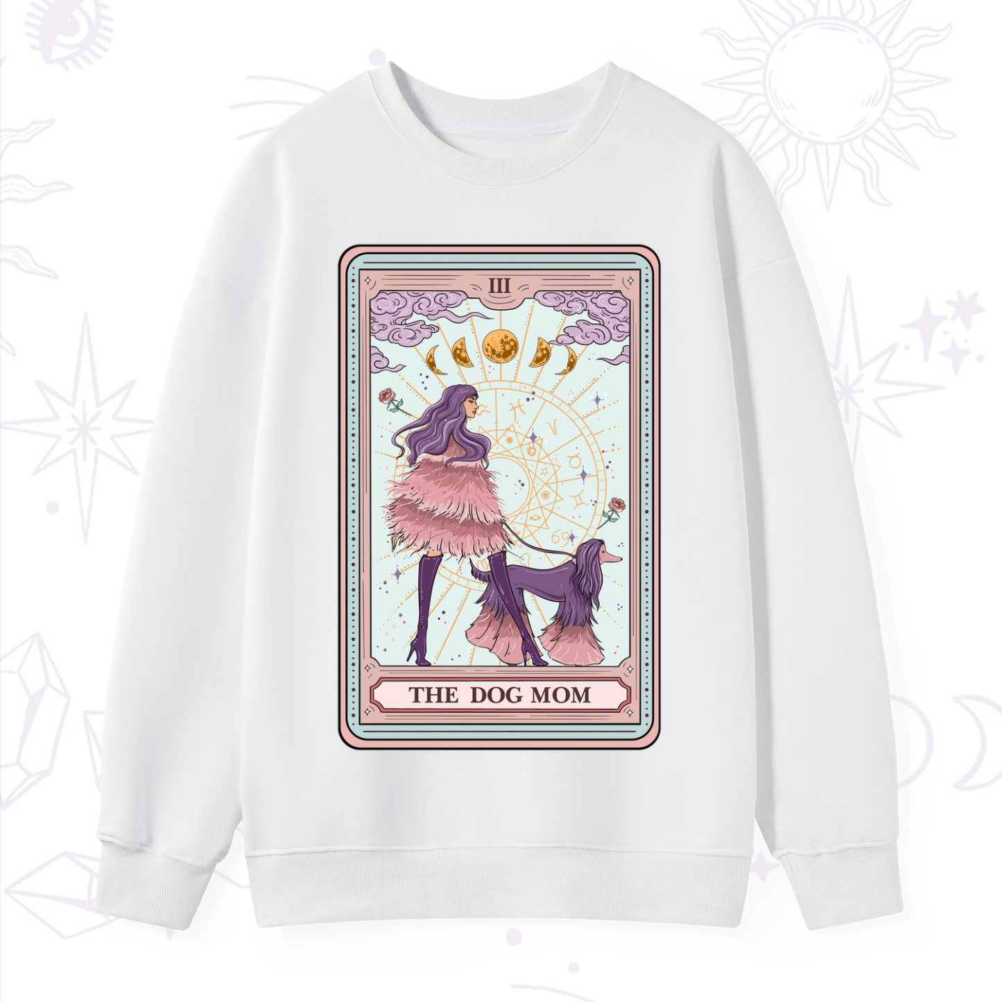 Purplehecate The Fashionable Dog Mom Tarot Card Sweatshirt