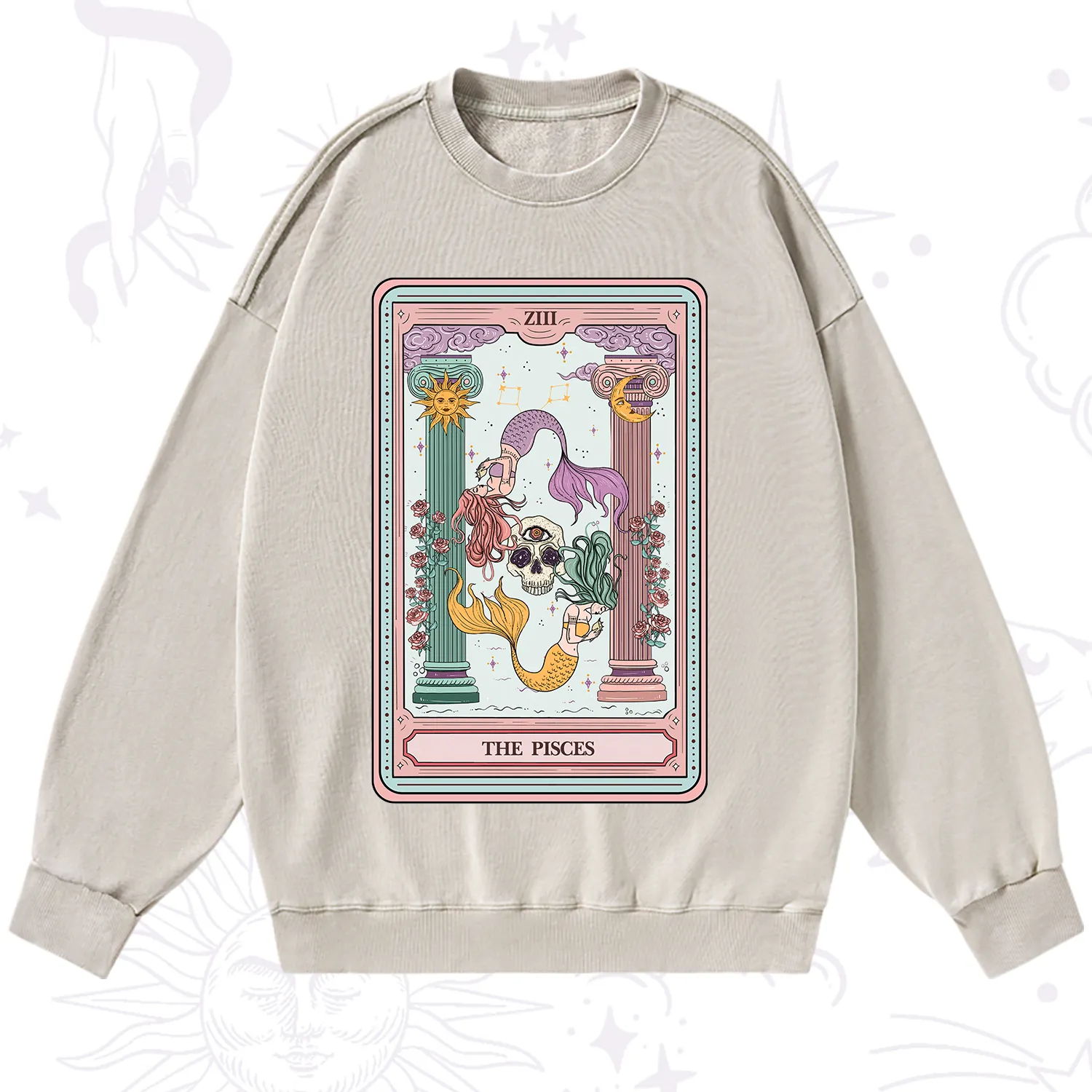 Purplehecate The Pisces Goddess Tarot Washed Sweatshirt
