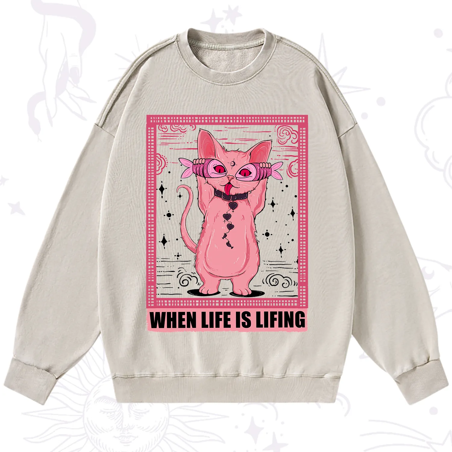 Purplehecate When Life Is Lifting Washed Sweatshirt
