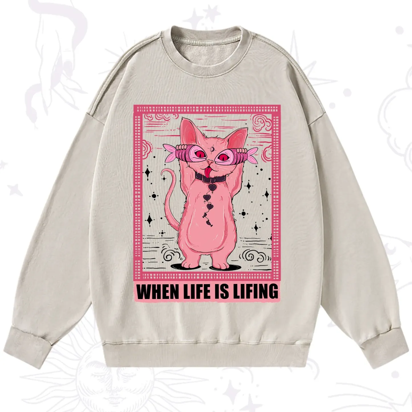 Purplehecate When Life Is Lifting Washed Sweatshirt