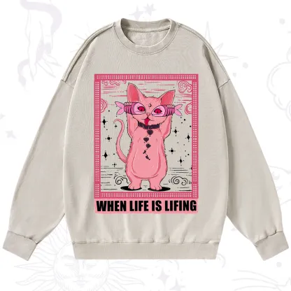 Purplehecate When Life Is Lifting Washed Sweatshirt