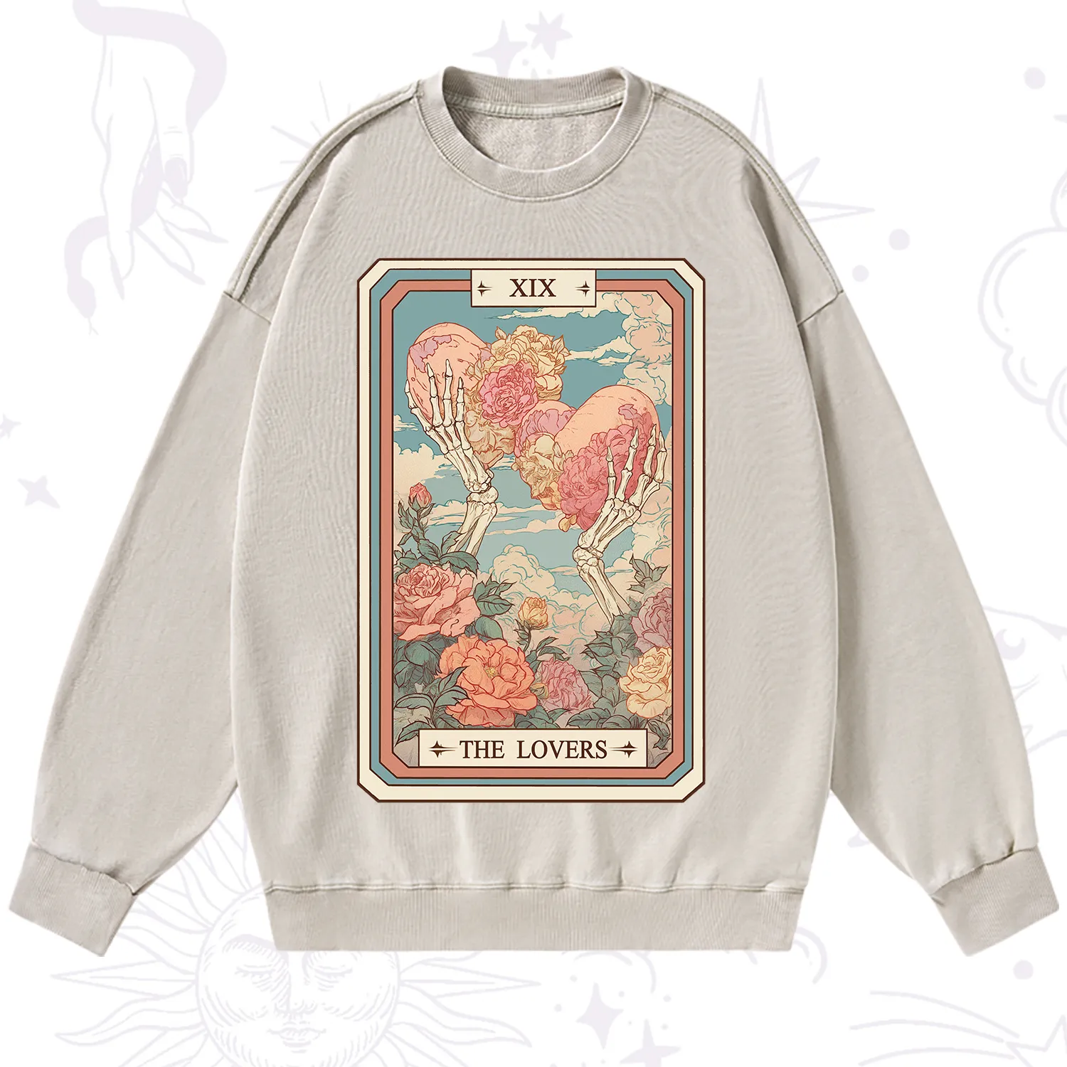 Purplehecate The Lovers Undying Heart Tarot Washed Sweatshirt