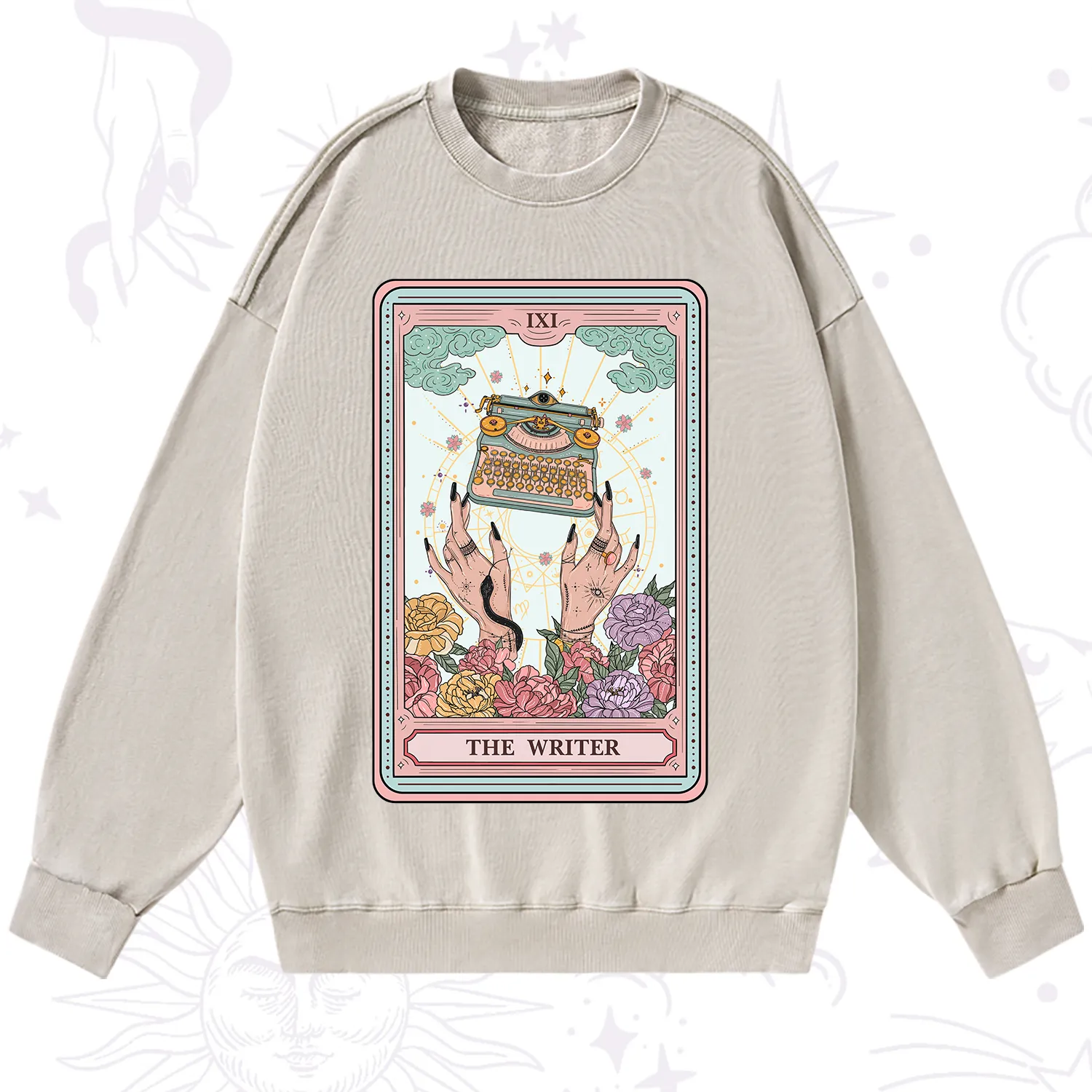 Purplehecate The Writer Tarot Card Washed Sweatshirt
