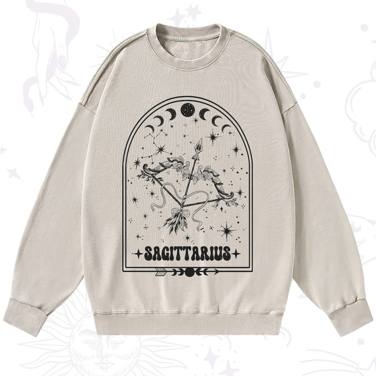 Purplehecate Zodiac Sagittarius Under the Stars Washed Sweatshirt