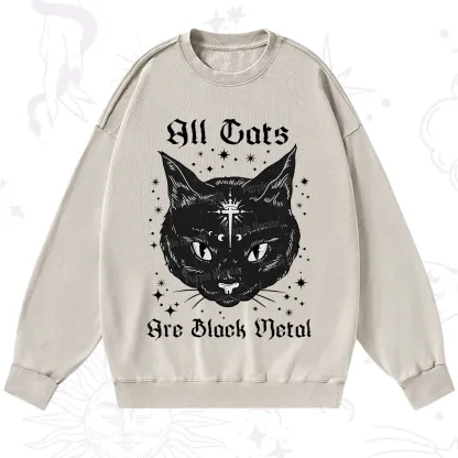 Purplehecate All Cats Are Black Metal Washed Sweatshirt