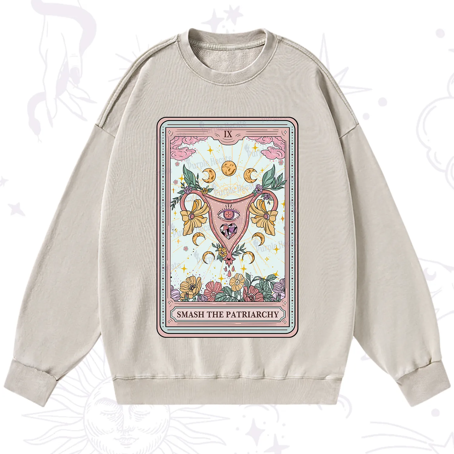Purplehecate The Smash the Patriarchy Tarot Washed Sweatshirt