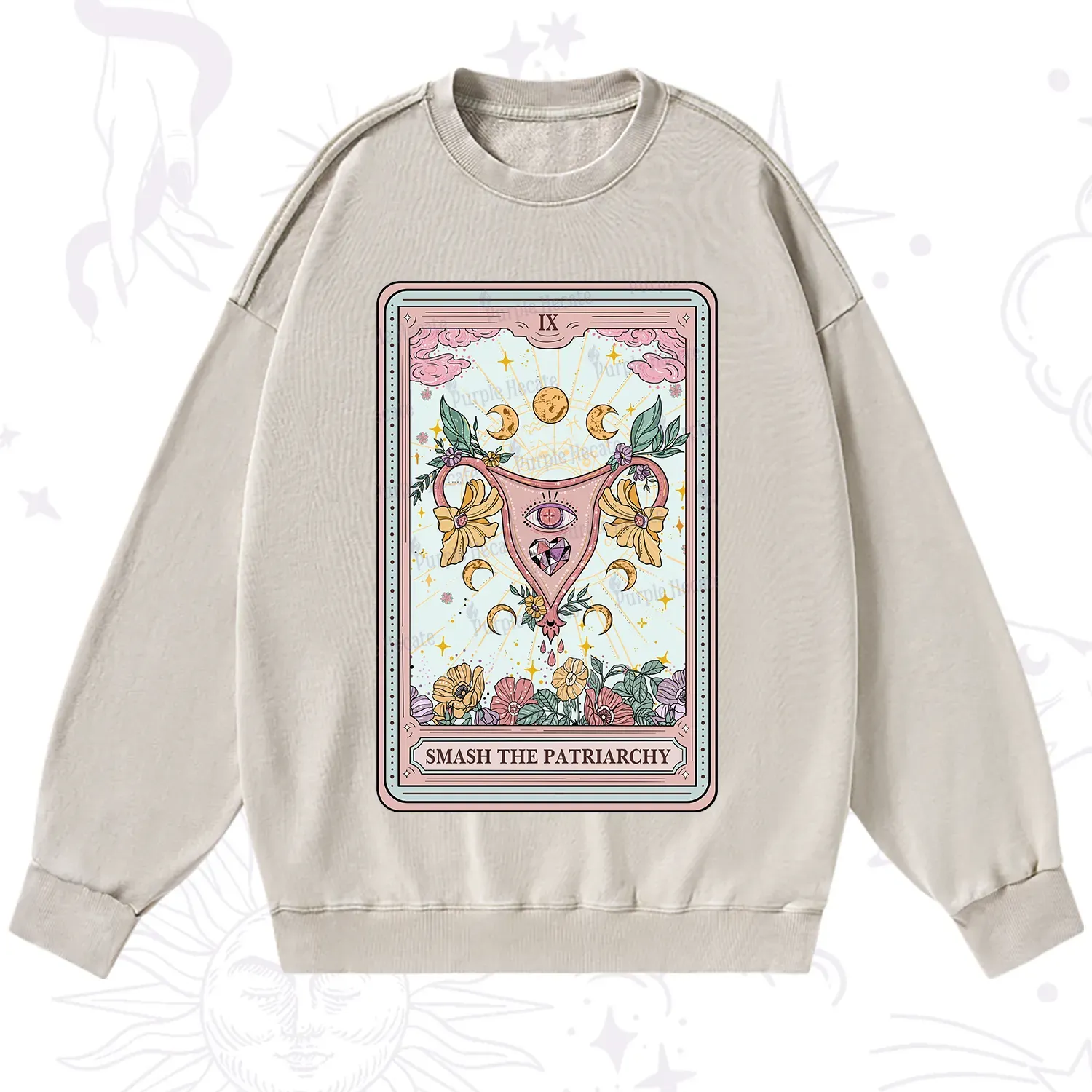 Purplehecate The Smash the Patriarchy Tarot Washed Sweatshirt