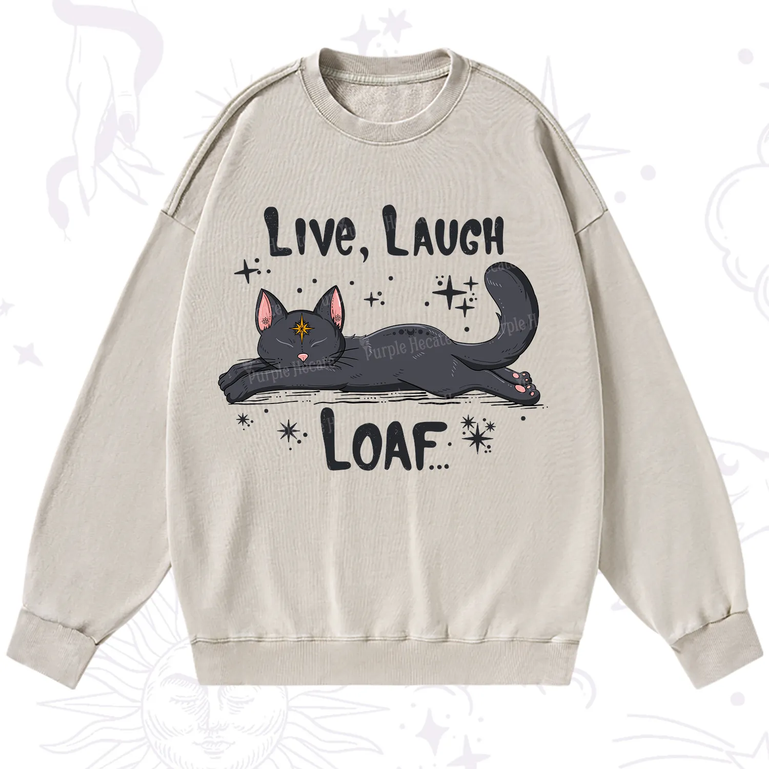 Purplehecate Live Laugh Loaf Washed Sweatshirt