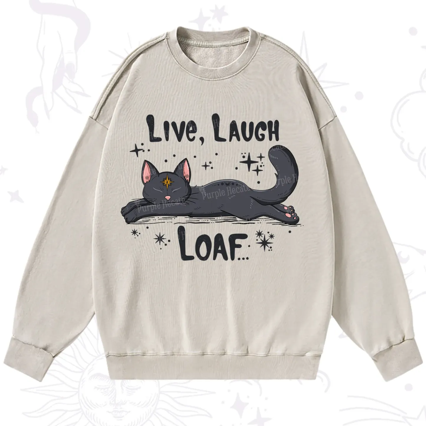 Purplehecate Live Laugh Loaf Washed Sweatshirt