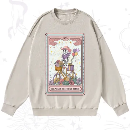 Purplehecate The Beep Beep Birthday Bitch Tarot Washed Sweatshirt