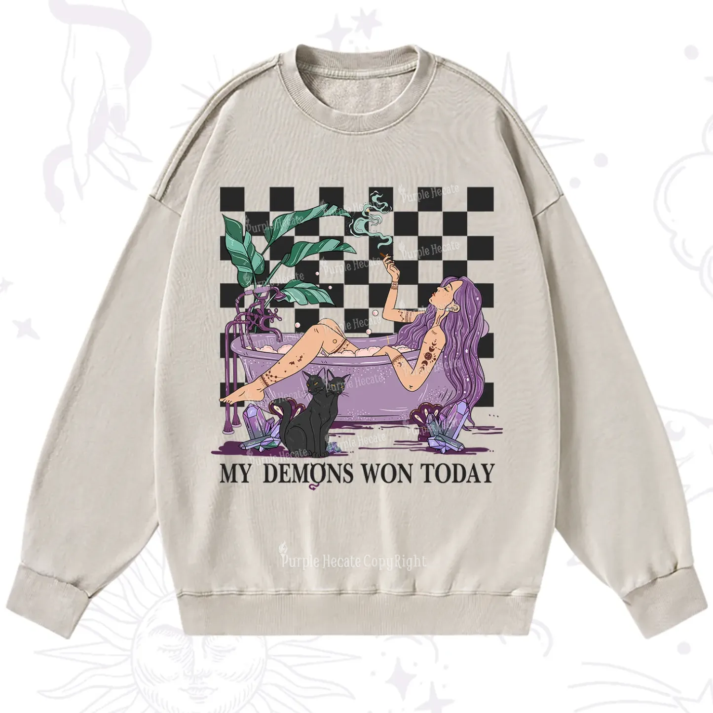 Purplehecate My Demons Won Today Washed Sweatshirt