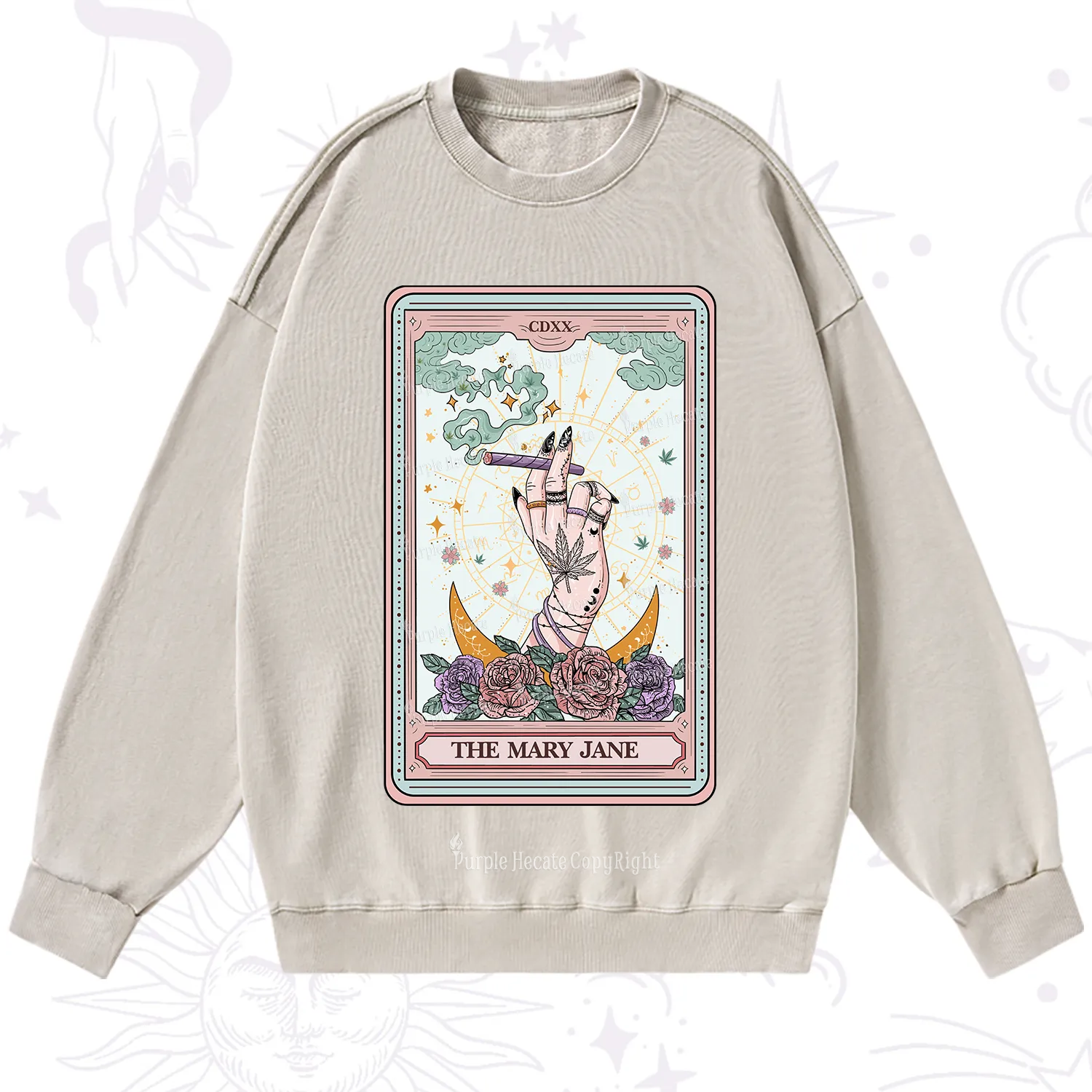 Purplehecate The Mary Jane Tarot Washed Sweatshirt