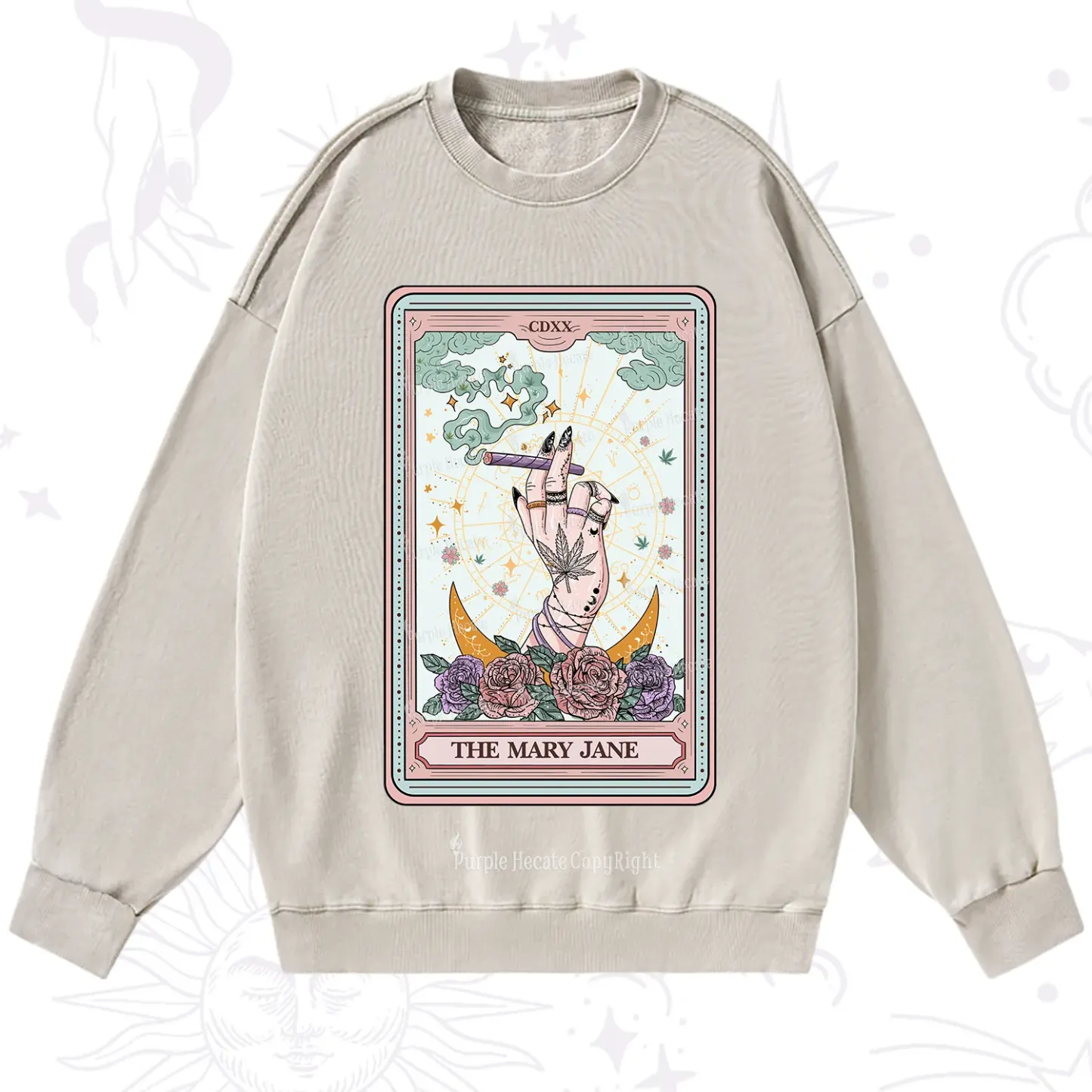 Purplehecate The Mary Jane Tarot Washed Sweatshirt