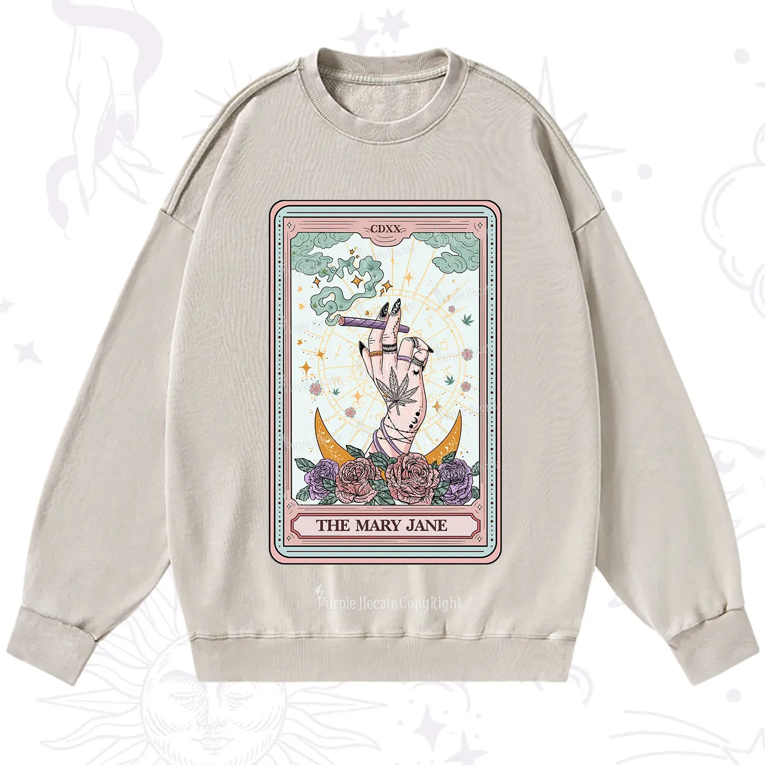 Purplehecate The Mary Jane Tarot Washed Sweatshirt