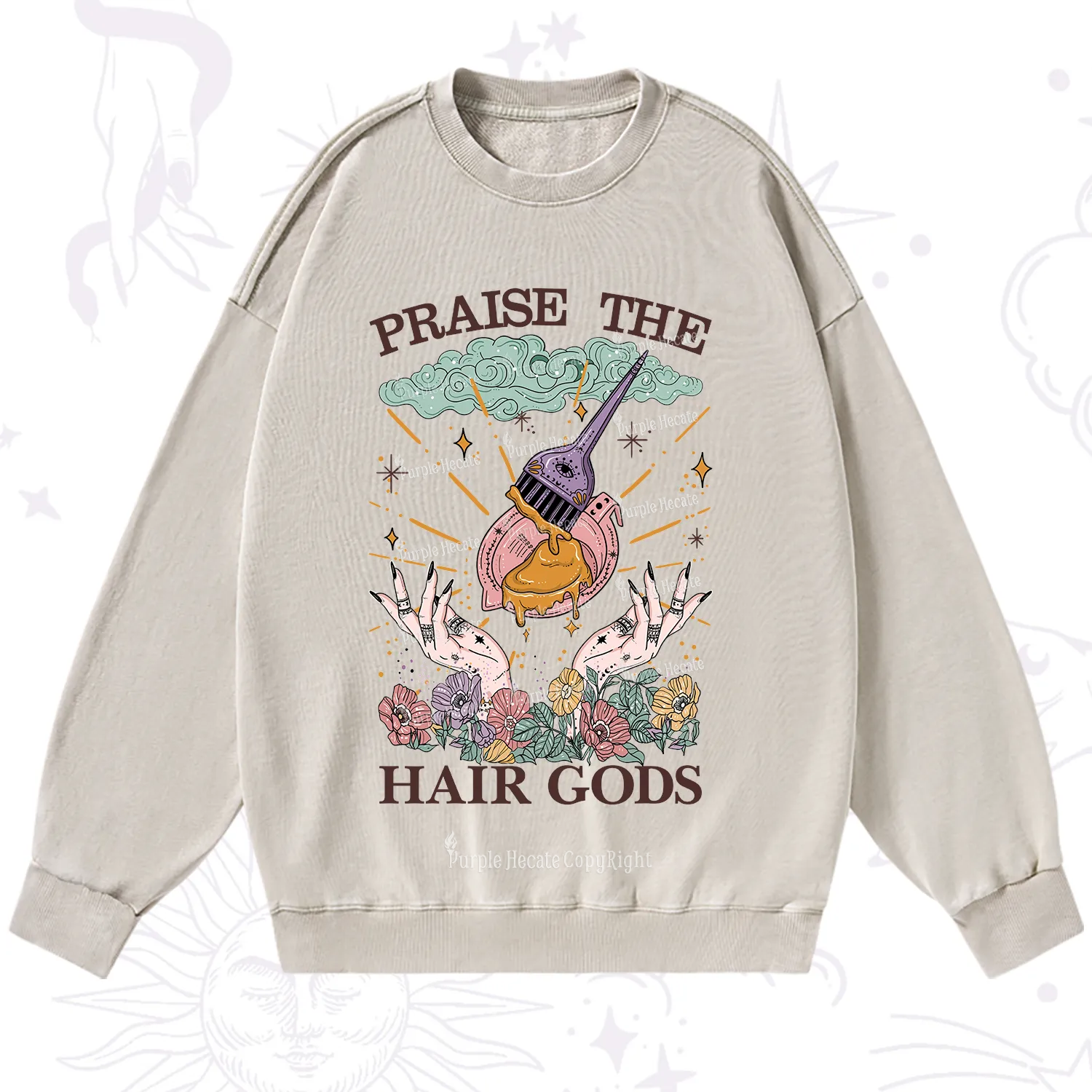Purplehecate Praise The Hair Gods Washed Sweatshirt