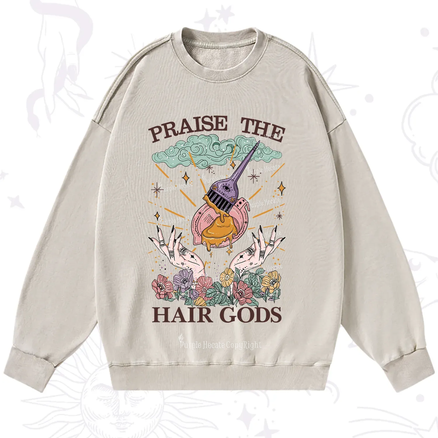 Purplehecate Praise The Hair Gods Washed Sweatshirt