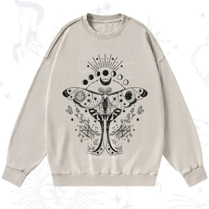 Purplehecate Moonlit Celestial Moth Washed Sweatshirt