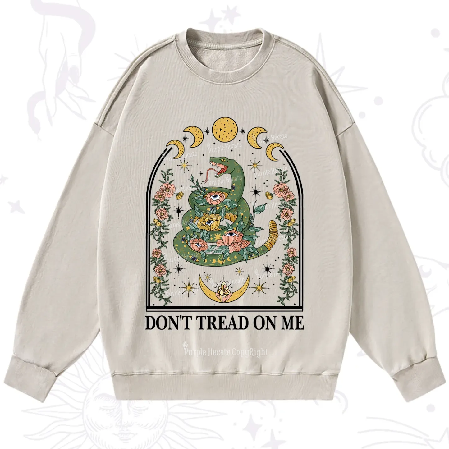 Purplehecate Don't Tread On Me Washed Sweatshirt