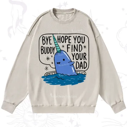 Purplehecate Good Luck Buddy Whale Christmas Washed Sweatshirt