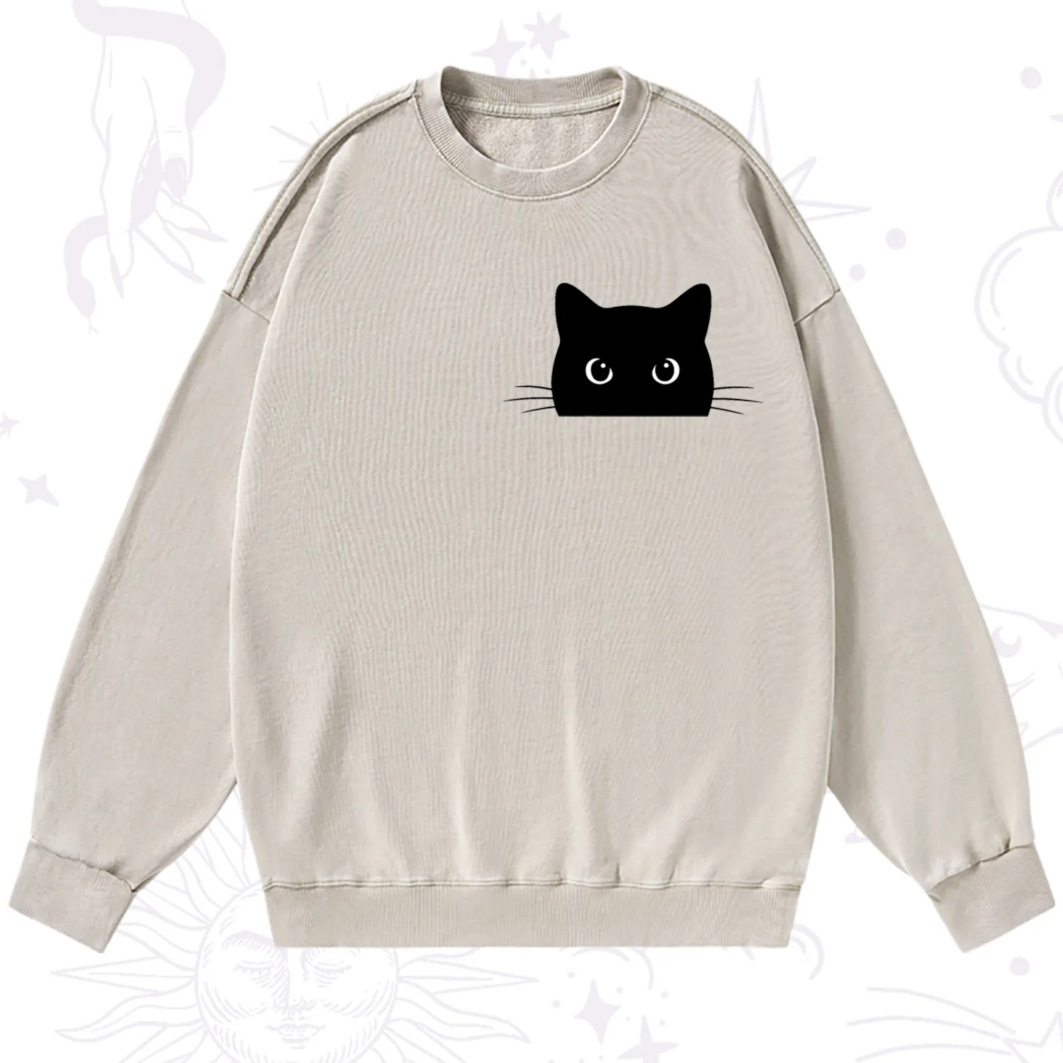 Purplehecate Black Cat Washed Sweatshirt