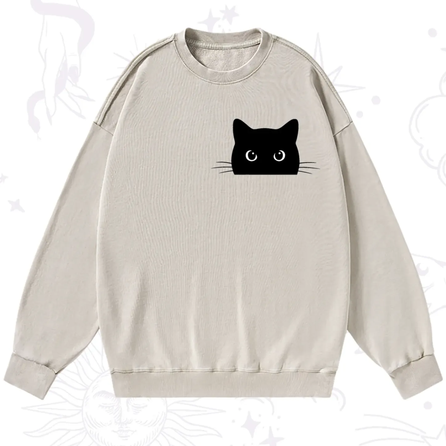Purplehecate Black Cat Washed Sweatshirt