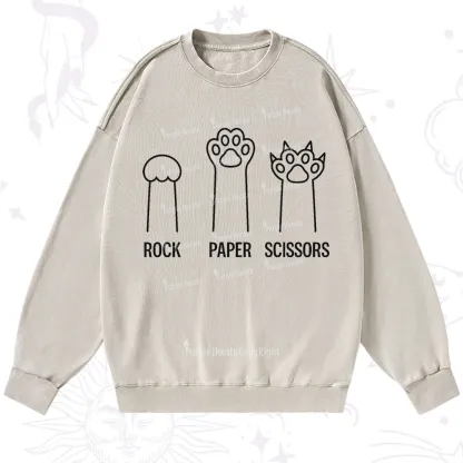 Purplehecate Rock Paper Scissors Cat Paw Edition Washed Sweatshirt