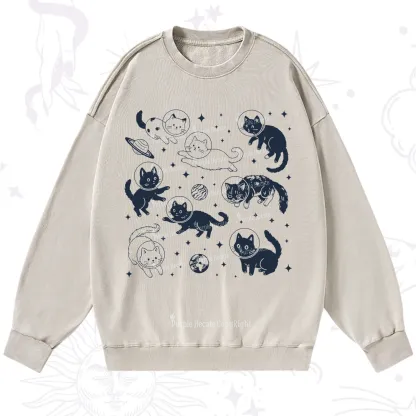 Purplehecate Cats in Space Washed Sweatshirt