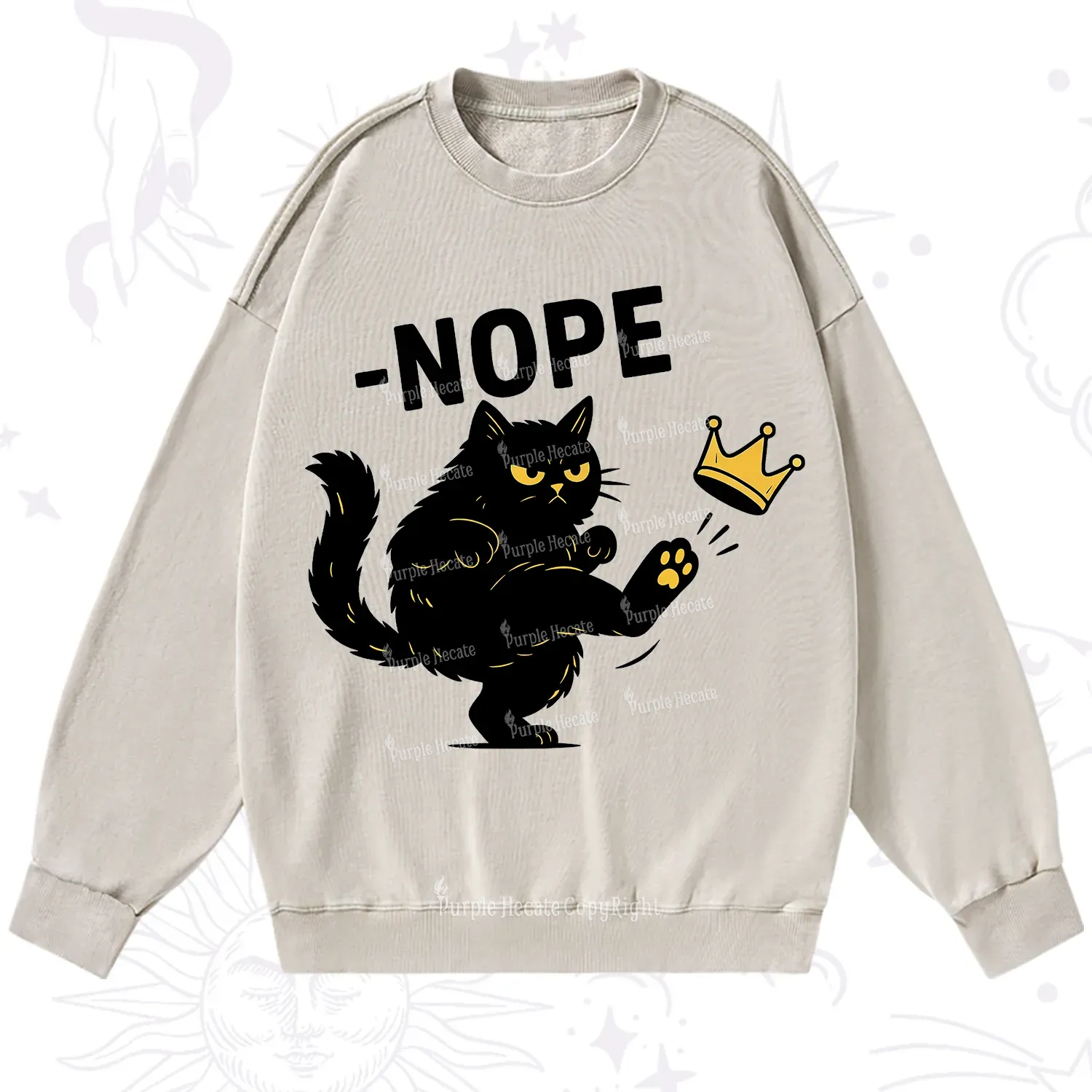 Purplehecate No Kings Black Cat Washed Sweatshirt