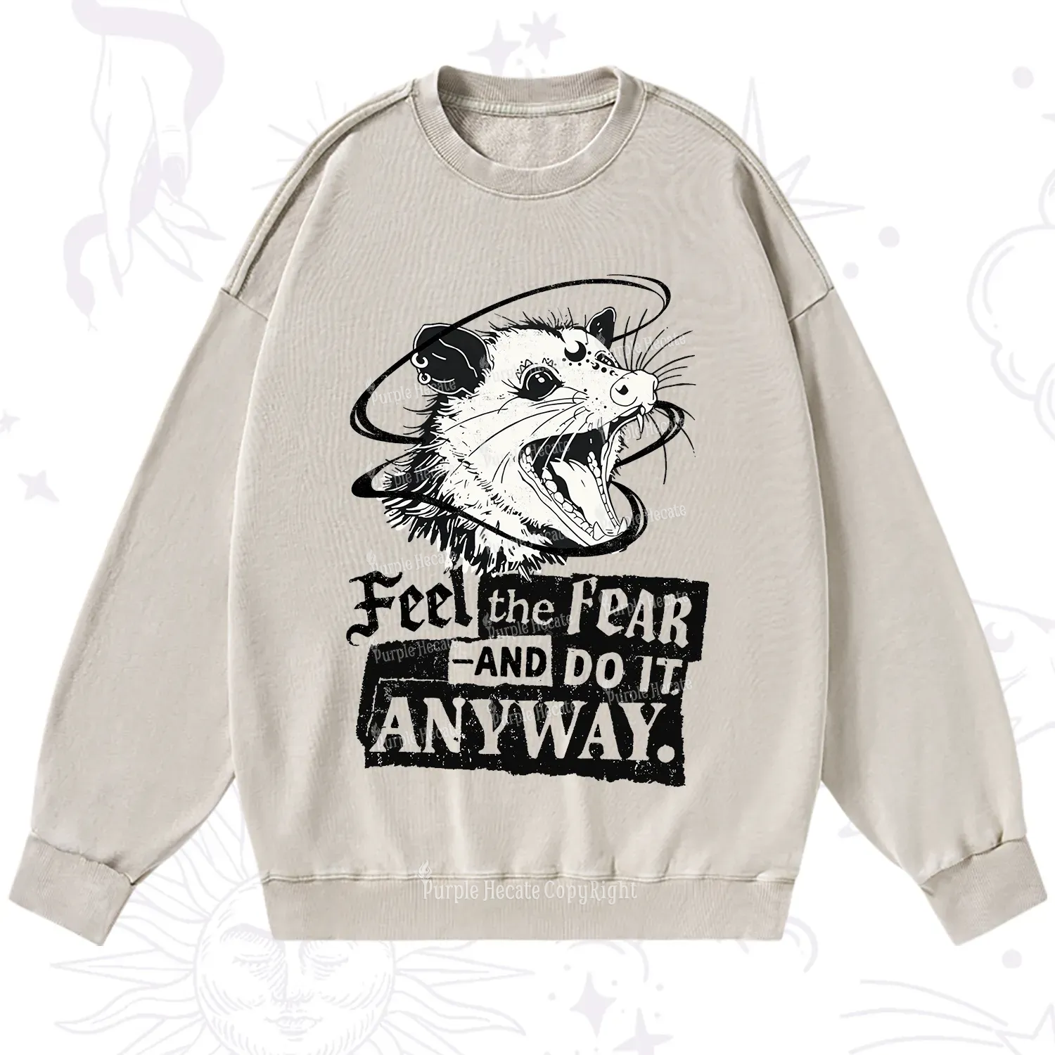 Purplehecate Feel The Fear And Do It Anyway Washed Sweatshirt
