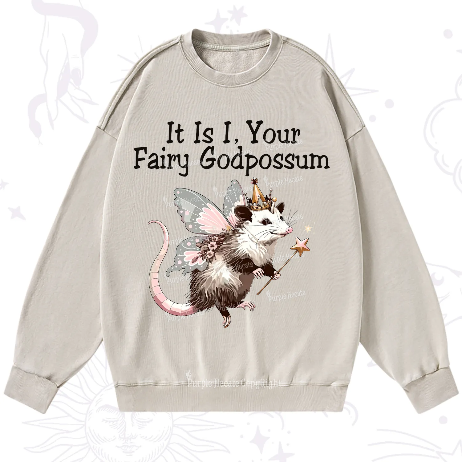 Purplehecate It Is I Your Fairy Godpossum Washed Sweatshirt